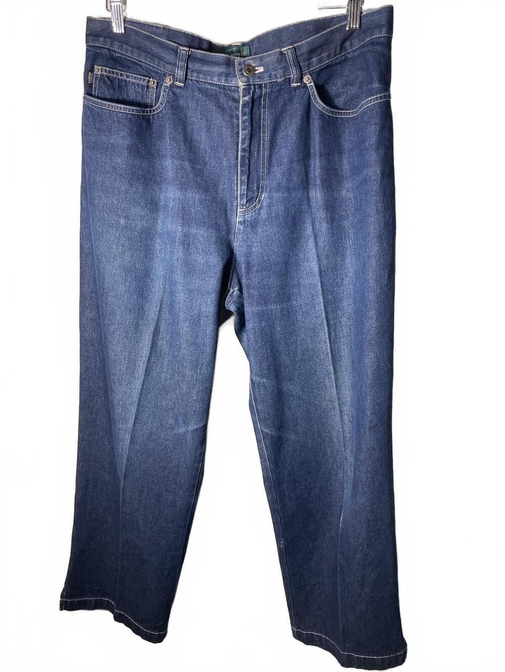 Lauren Jeans Co. Ralph Lauren Womens Blue Denim Jeans Size 14 Wide Leg Relaxed